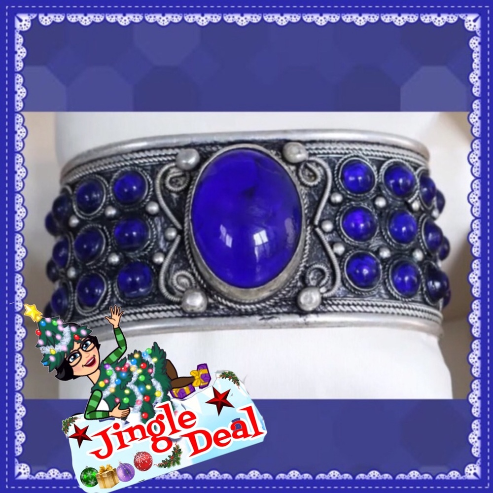 💙🆕DK BLUE JADE & SILVER Cuff 💙 - Picture 5 of 5